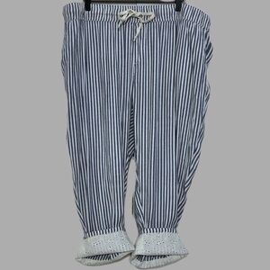 Lane Bryant Striped Pullon Drawstring Crop Pants Size 18/20